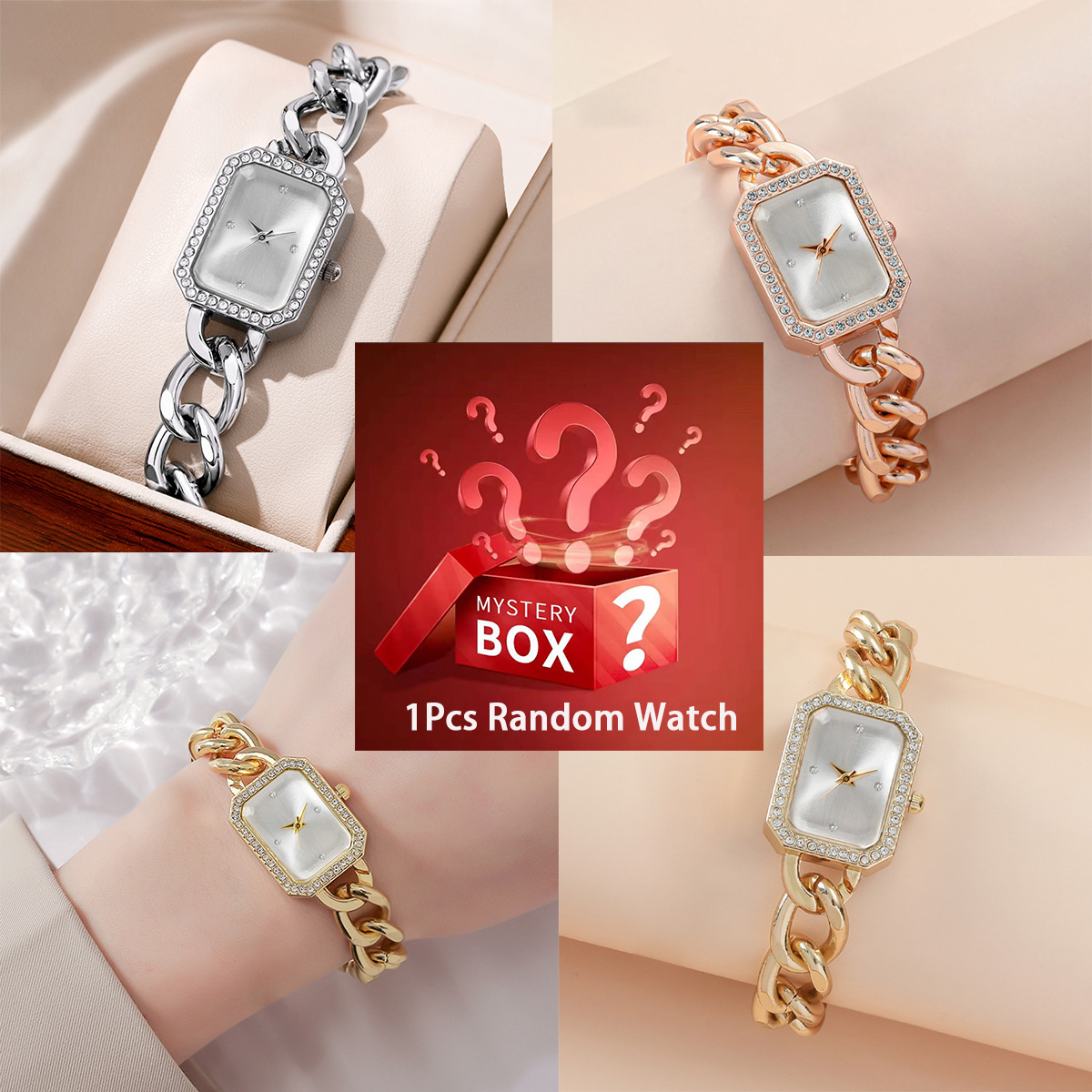 Luxury Watch Hand - Mystery box contains 1randomcolor watch quartz