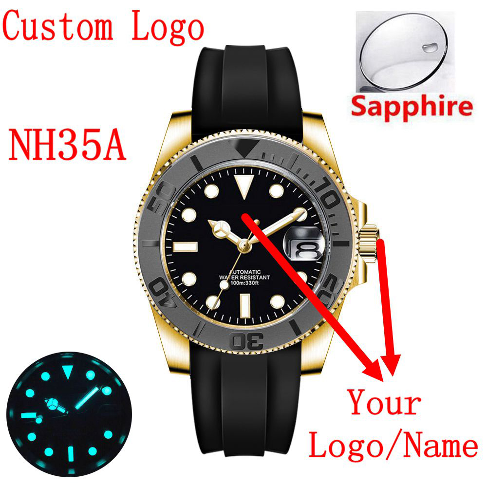 Luxury Watch Gold - Custom logo 40mLuxury NH35/ Miyota Automatic