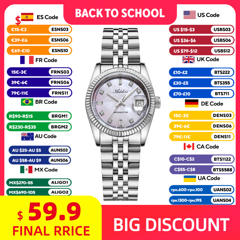 Luxury Watch Hand - ADDIES 585 Quartz Women's Watches Sapphire