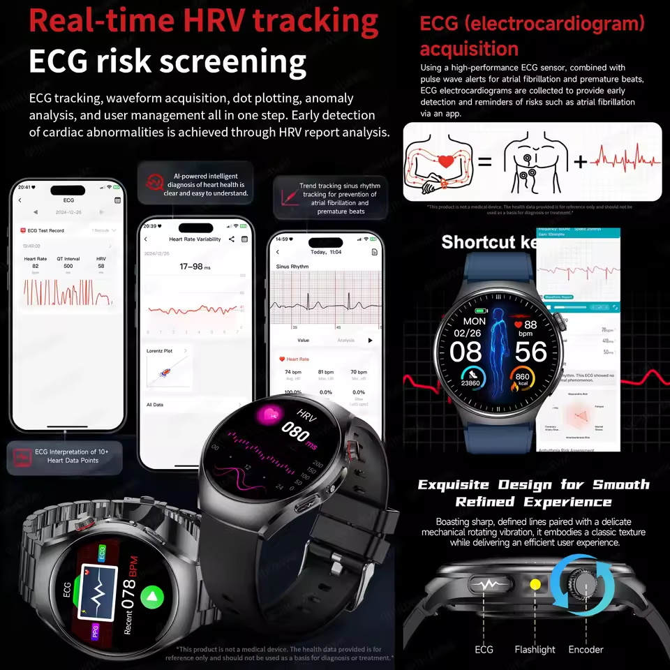 New Accurate ECG Smart Watch B - Gmt Dual Timezone Watch 评论和价格