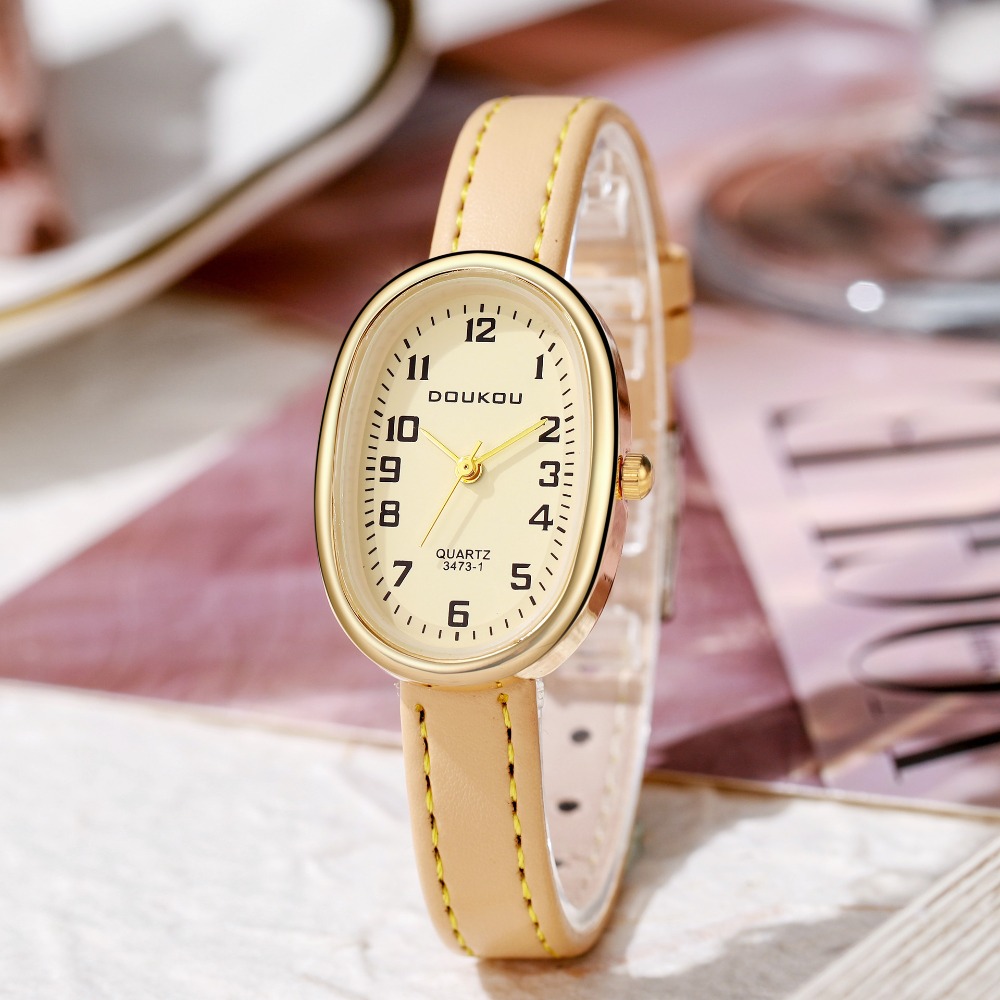 Luxury Oval Dial Women Watches - Luxury Watch With Leather Strap 评论和价格
