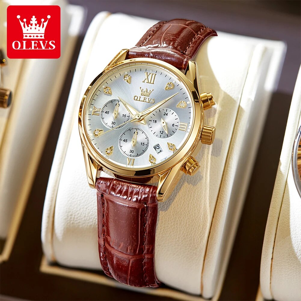 OLEVS 5523 Women's Watches Lea - Luxury Watch With Leather Strap 评论和价格