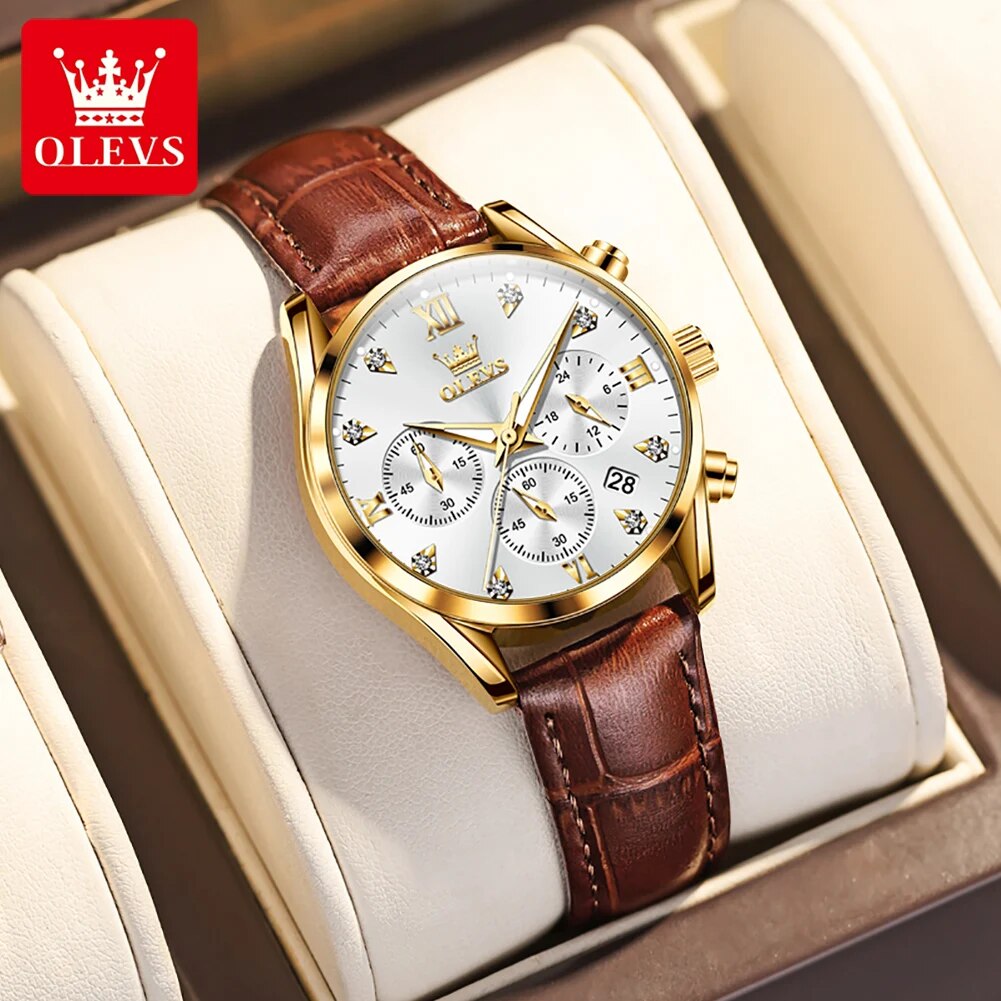 OLEVS 5523 Women's Watches Lea - Luxury Watch With Leather Strap 评论和价格
