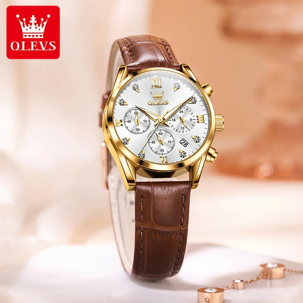 OLEVS 5523 Women's Watches Lea - Luxury Watch With Leather Strap 评论和价格