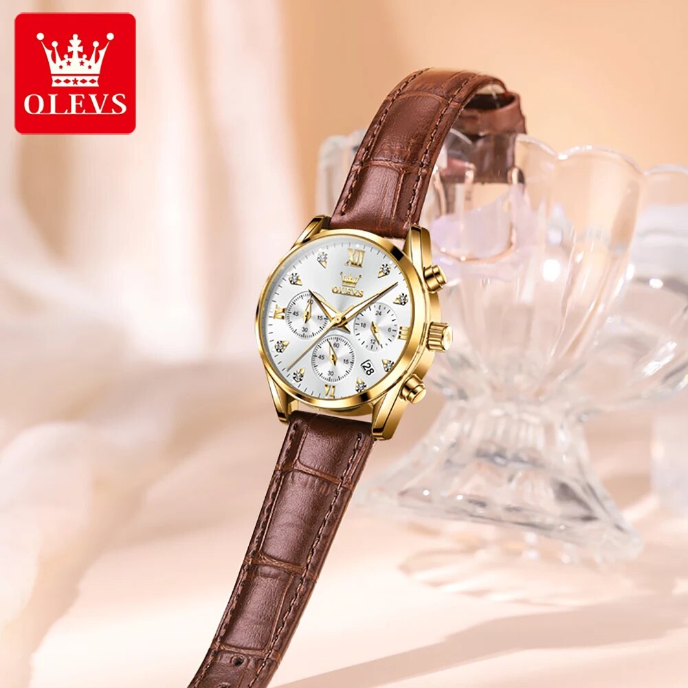 OLEVS 5523 Women's Watches Lea - Luxury Watch With Leather Strap 评论和价格