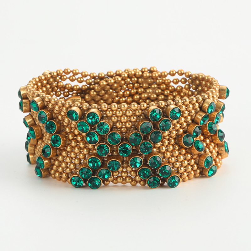 Vintage Green Rhinestone Brace - Luxury Watch Dubai 评论和价格