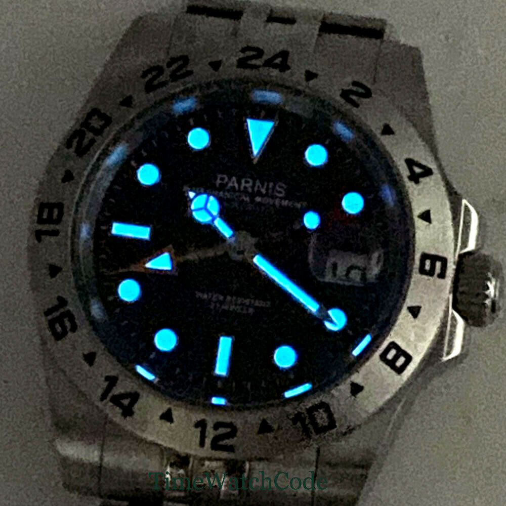 Parnis 40mm Sapphire Glass Aut - Gmt Dual Timezone Watch 评论和价格