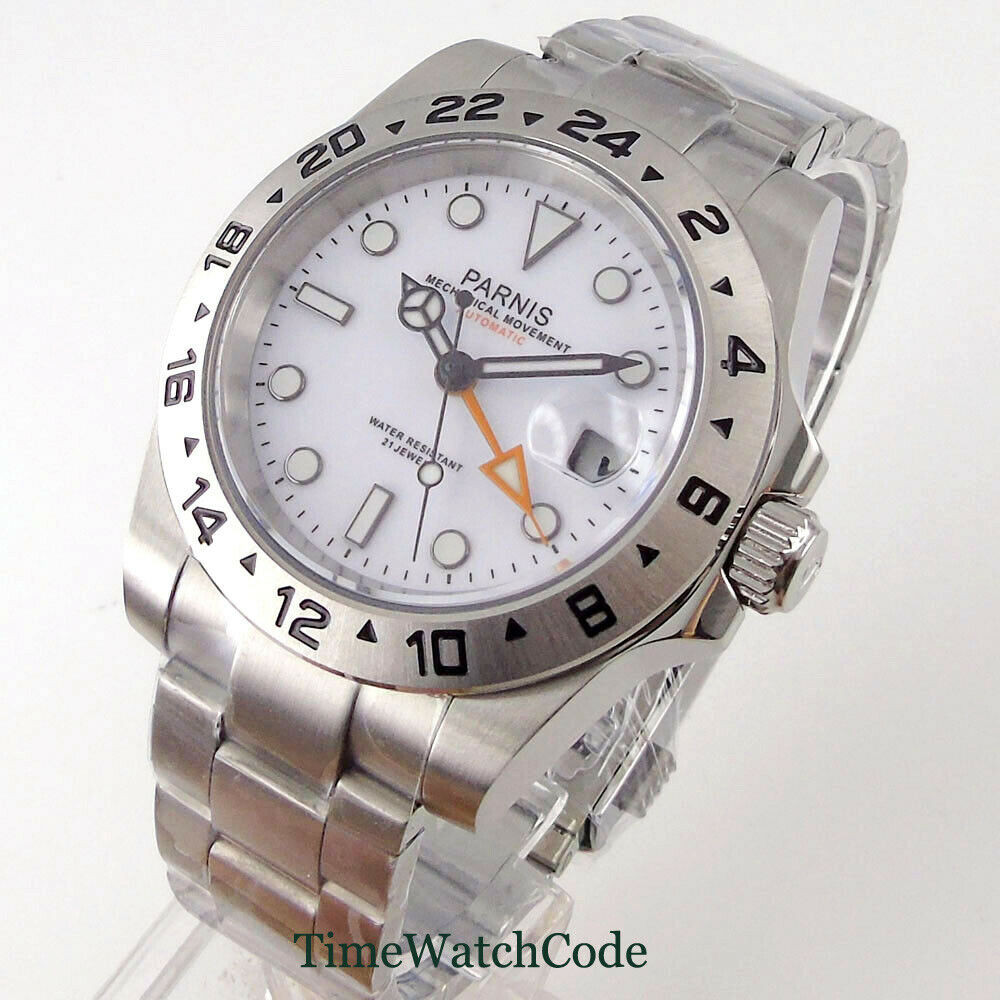 Parnis 40mm Sapphire Glass Aut - Gmt Dual Timezone Watch 评论和价格