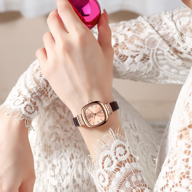 Women's Rose Gold Square Watch - Luxury Watch With Leather Strap 评论和价格