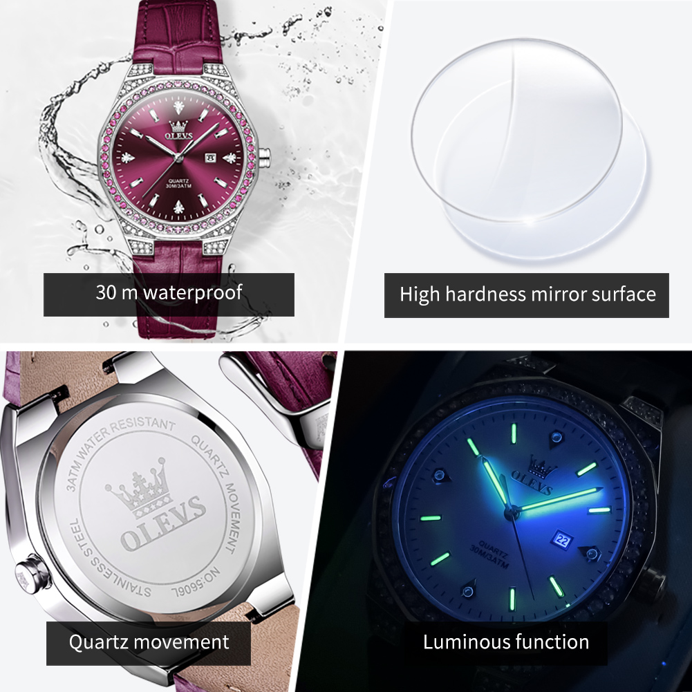 OLEVS Original Women's Watches - Luxury Watch With Leather Strap 评论和价格