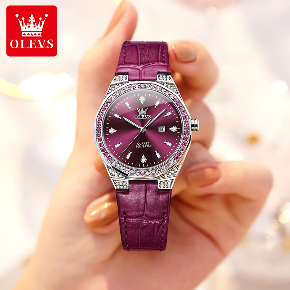 OLEVS Original Women's Watches - Luxury Watch With Leather Strap 评论和价格