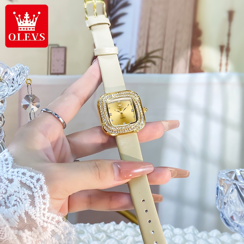 OLEVS Fashion Ladies' Square Q - Luxury Watch With Leather Strap 评论和价格