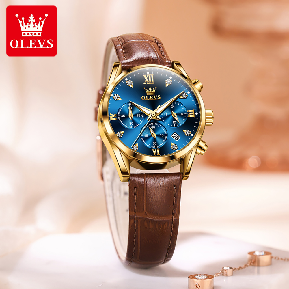 OLEVS 5523 Original Brand Wome - Luxury Watch With Leather Strap 评论和价格