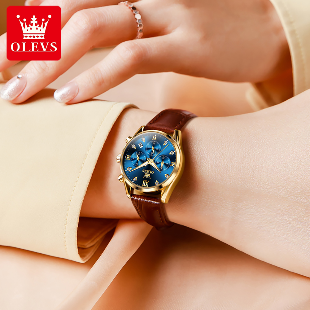 OLEVS 5523 Original Brand Wome - Luxury Watch With Leather Strap 评论和价格