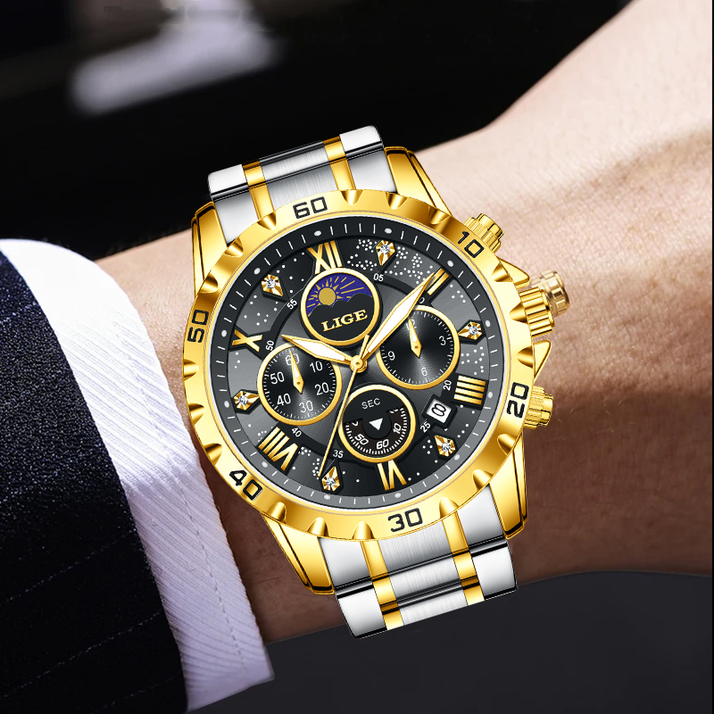 LIGE Top Brand Luxury Quartz M - Luxury Watch Hand 评论和价格