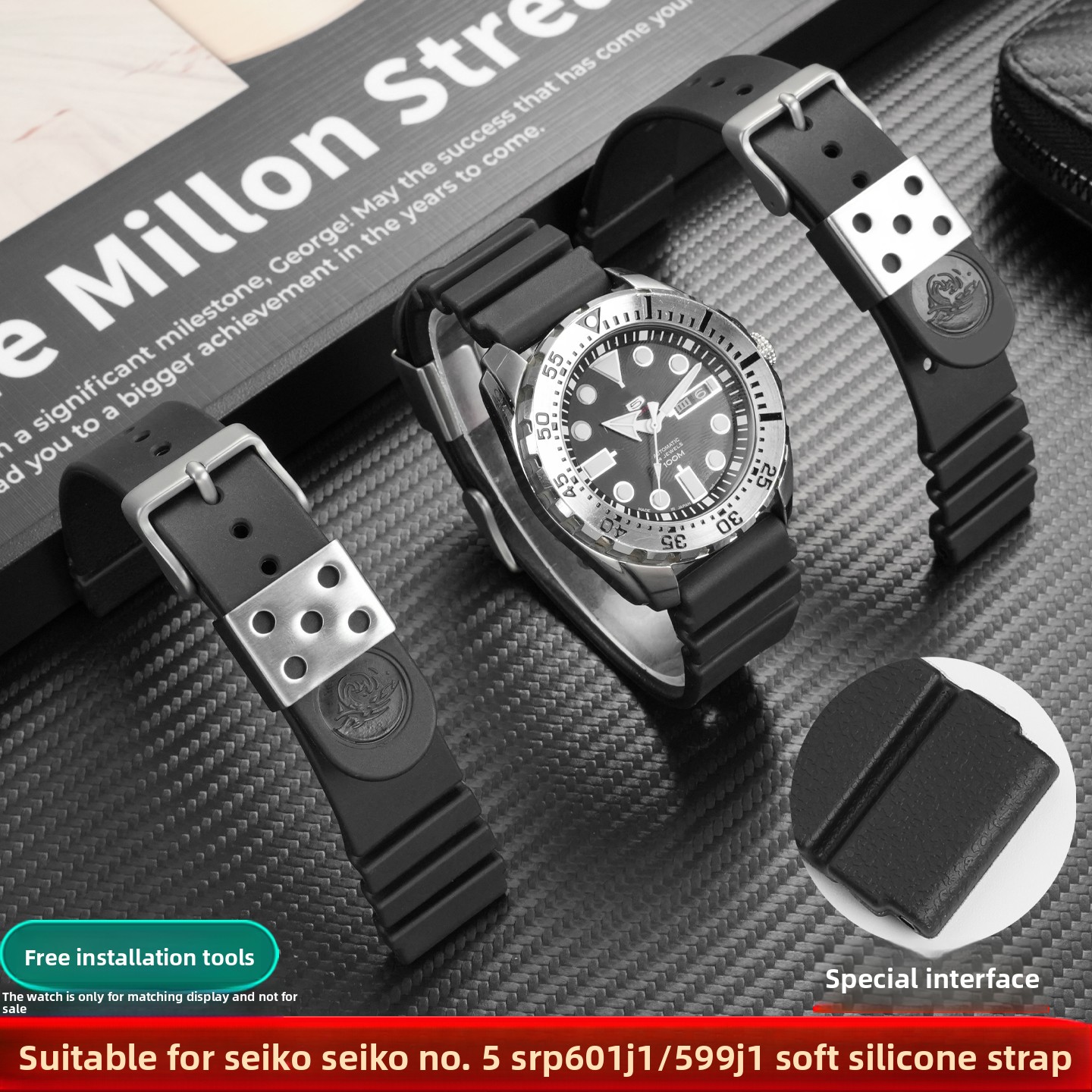 22mm silicone watch band For S - Seiko Watch 5 Sports 评论和价格