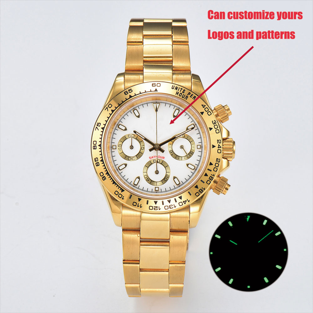 39mm Gold Men's Watch VK63 Mov - Luxury Watch Gold 评论和价格