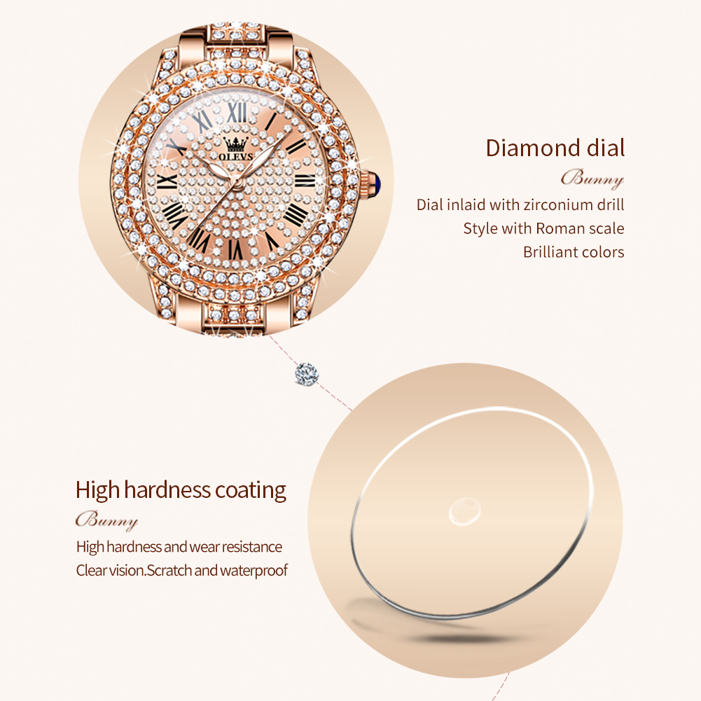OLEVS 9943 Luxury All Diamond  - Luxury Watch Gold 评论和价格
