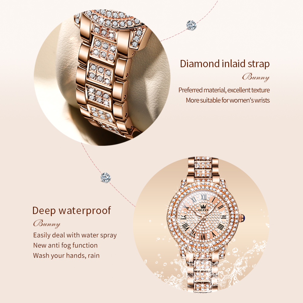 OLEVS 9943 Luxury All Diamond  - Luxury Watch Gold 评论和价格